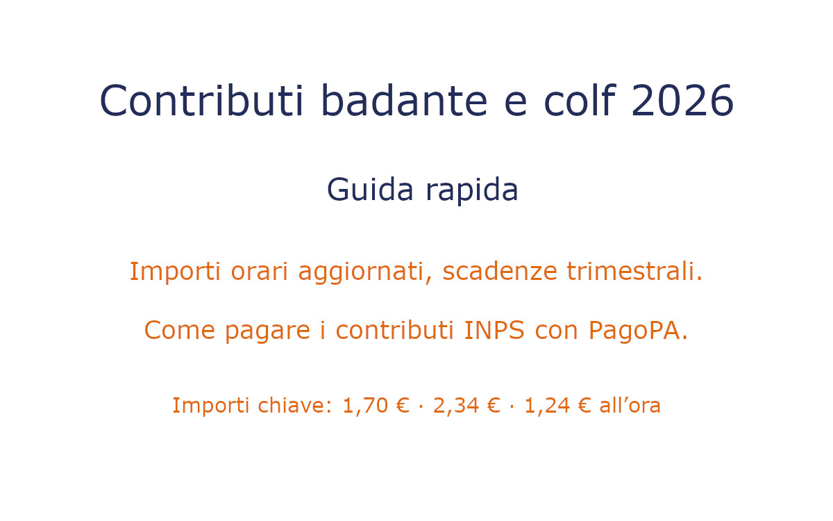 Guida contributi badante e colf 2026: importi, scadenze e PagoPA